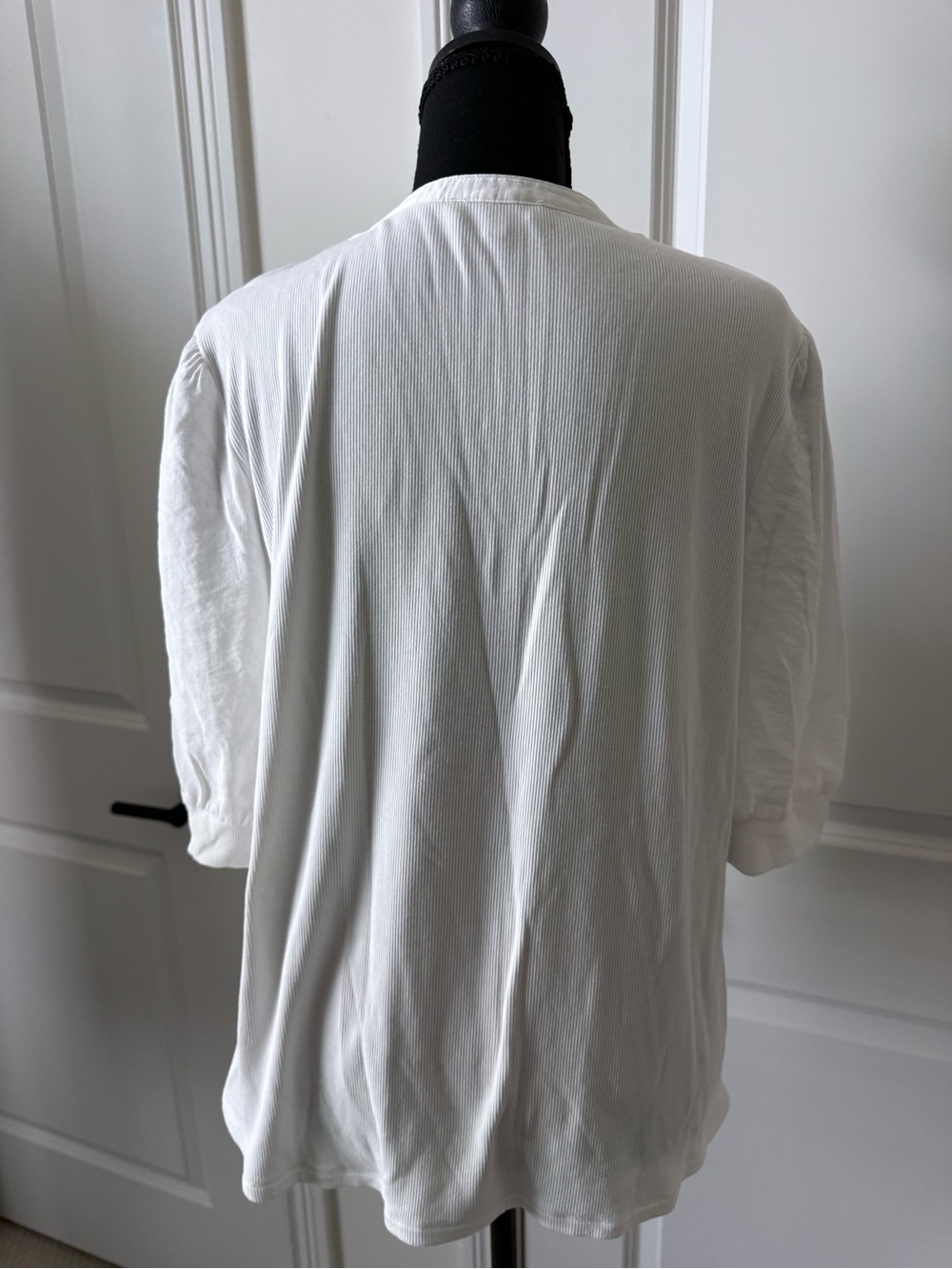Another Love White Ribbed Henley Button-Front Top - Picture 2 of 4